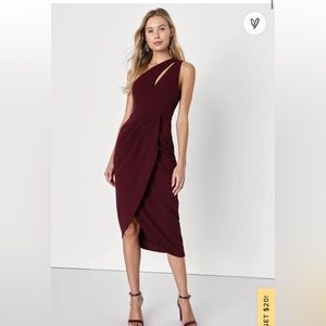 Lulus So Flirty Burgundy One-Shoulder Cutout Asymmetrical Dress